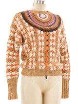 Metallic Argyle Knit Sweater Top arcadeshops.com