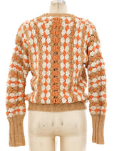 Metallic Argyle Knit Sweater Top arcadeshops.com