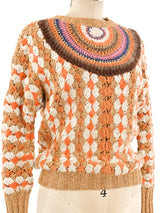 Metallic Argyle Knit Sweater Top arcadeshops.com