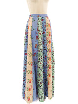 Mixed Block Print Patchwork Maxi Skirt Bottom arcadeshops.com