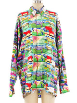 Versace Jeans Horse Print Cotton Shirt Top arcadeshops.com