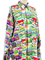 Versace Jeans Horse Print Cotton Shirt Top arcadeshops.com