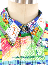 Versace Jeans Horse Print Cotton Shirt Top arcadeshops.com