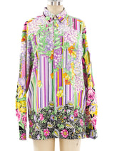 Versus by Gianni Versace Floral Printed Shirt Top arcadeshops.com