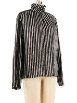 Christian Dior Gold Striped Blouse Top arcadeshops.com
