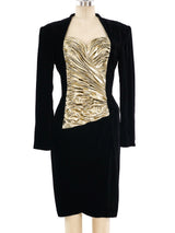 Vicky Tiel Ruched Panel Velvet Dress Dress arcadeshops.com