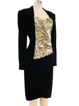 Vicky Tiel Ruched Panel Velvet Dress Dress arcadeshops.com