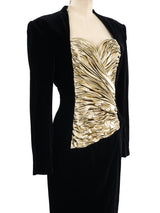 Vicky Tiel Ruched Panel Velvet Dress Dress arcadeshops.com