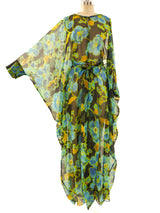 Floral Printed Chiffon Caftan Dress arcadeshops.com