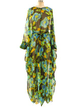 Floral Printed Chiffon Caftan Dress arcadeshops.com
