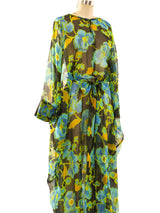 Floral Printed Chiffon Caftan Dress arcadeshops.com