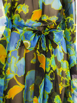 Floral Printed Chiffon Caftan Dress arcadeshops.com