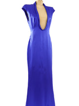Alexander McQueen Sapphire Satin Gown Dress arcadeshops.com