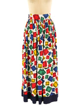 1950's Primary Colors Printed Maxi Skirt Bottom arcadeshops.com