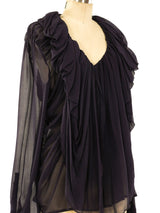 Plein Sud Chiffon Ruffle Blouse Top arcadeshops.com