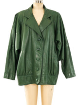 1980's Forest Green Leather Jacket Jacket arcadeshops.com