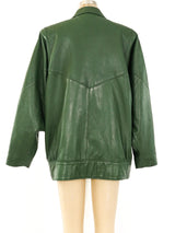 1980's Forest Green Leather Jacket Jacket arcadeshops.com