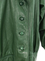 1980's Forest Green Leather Jacket Jacket arcadeshops.com