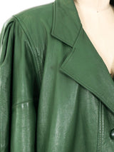 1980's Forest Green Leather Jacket Jacket arcadeshops.com