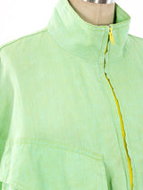 Gene Ewing Green Linen Utility Jacket Jacket arcadeshops.com