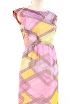 1960's Handpainted Watercolor Dress Dress arcadeshops.com