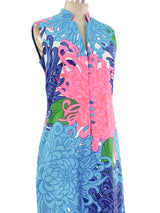 1960's Chrysanthemum Printed Sheath Dress Dress arcadeshops.com