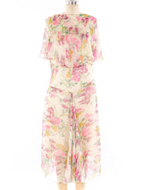 1930's Floral Printed Chiffon Dress Dress arcadeshops.com