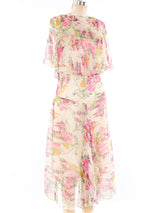 1930's Floral Printed Chiffon Dress Dress arcadeshops.com