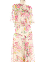 1930's Floral Printed Chiffon Dress Dress arcadeshops.com