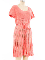 1960's Coral Crochet Dress Dress arcadeshops.com