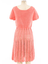 1960's Coral Crochet Dress Dress arcadeshops.com