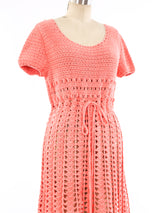 1960's Coral Crochet Dress Dress arcadeshops.com