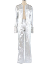 Sequin Embellished Silver Lame Ensemble Suit arcadeshops.com