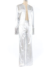Sequin Embellished Silver Lame Ensemble Suit arcadeshops.com