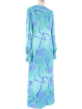 Metallic Aqua Printed Maxi Dress Dress arcadeshops.com