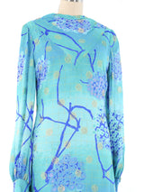 Metallic Aqua Printed Maxi Dress Dress arcadeshops.com