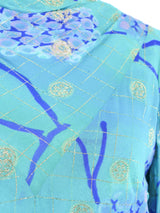 Metallic Aqua Printed Maxi Dress Dress arcadeshops.com