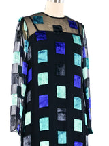 Richilene Flocked Velvet Checker Dress Dress arcadeshops.com