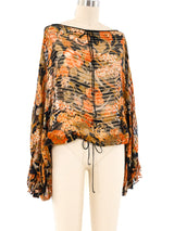 Floral Printed Silk Blouse Top arcadeshops.com