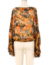 Floral Printed Silk Blouse Top arcadeshops.com