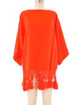 Orange Woven Fringed Tunic Top arcadeshops.com