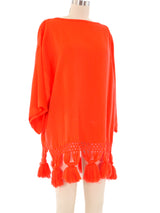 Orange Woven Fringed Tunic Top arcadeshops.com