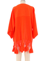 Orange Woven Fringed Tunic Top arcadeshops.com