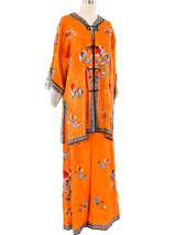 Embroidered Silk Chinese Pajamas Suit arcadeshops.com