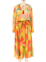Diane Freis Watercolor Printed Silk Dress Dress arcadeshops.com