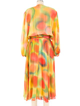 Diane Freis Watercolor Printed Silk Dress Dress arcadeshops.com