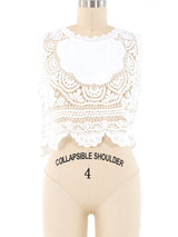 White Embroidered Hand Crochet Tank Top arcadeshops.com