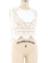 White Embroidered Hand Crochet Tank Top arcadeshops.com