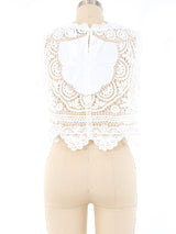 White Embroidered Hand Crochet Tank Top arcadeshops.com