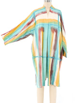 Watercolor Striped Raw Silk Robe Jacket arcadeshops.com
